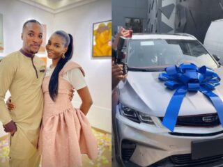Akah Nnani gifts wife an exotic car as push present