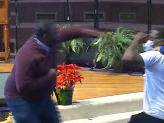 Moment fight broke out in church while Pastor was preaching