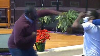 Moment fight broke out in church while Pastor was preaching