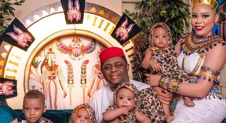 Femi Fani Kayode and his estranged wife Precious Chikwendu with their sons