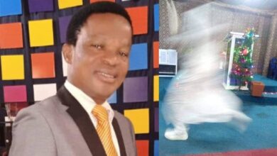 “Angel with NYSC sneakers”- Hilarious reactions trail photos shared by a pastor of angel captured in his church (Photos)