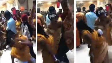 Bride chases off bridesmaid twerking on her husband at their wedding reception