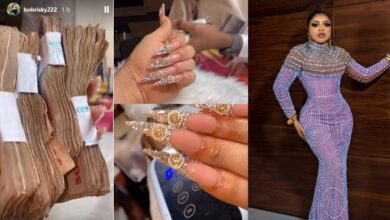 Bobrisky receives N1.5million cash from his boyfriend for his nails (Video)