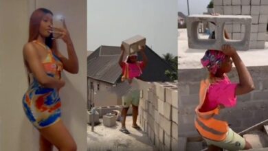 Pretty Nigerian lady reveals she’s a bricklayer, shares video