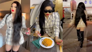 Bobrisky brags as he flies out of Nigeria with his makeup artist, “house girl”, and PA