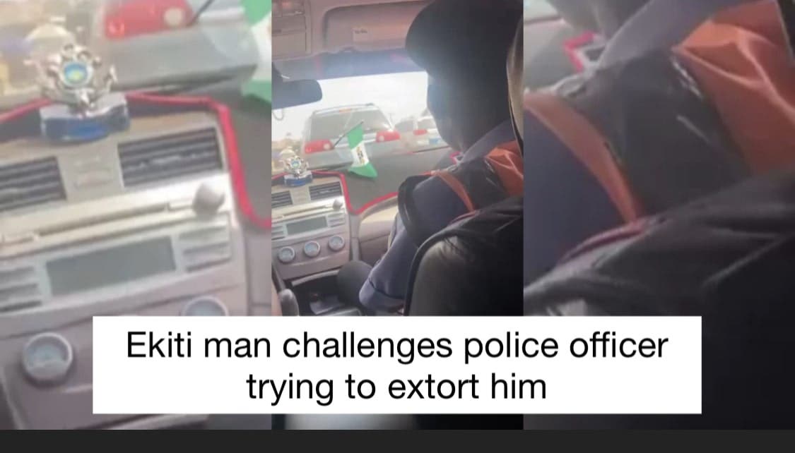 Ekiti man challenges police officer trying to extort him (Video)
