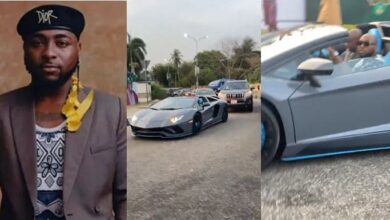 Davido spotted driving his new Lamborghini with security escort in Ikoyi