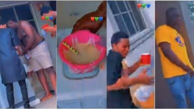 Nigerian ‘big boys’ try to hide after being caught soaking garri (Video)