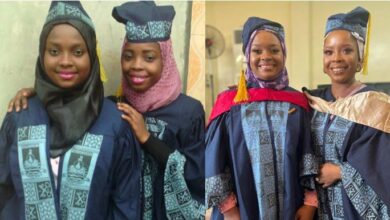 Two friends celebrate their graduation by recreating matriculation photo