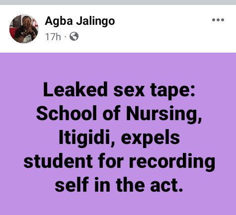 Cross River State School of Nursing and Midwifery reportedly expels female student in alleged leaked sex tapes 