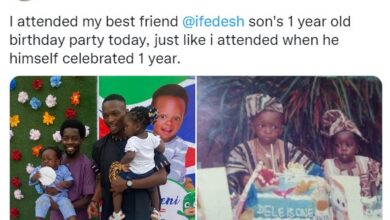 Man attends bestfriend son’s 1st birthday party decades after attending his own 1 year birthday celebration