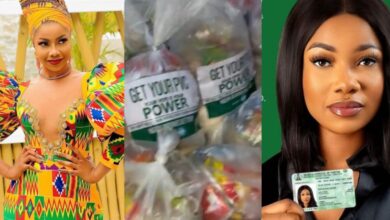 BBNaija’s Tacha Shares Foodstuffs In Her Community As She Encourages Them To Register For Their PVC (VIDEO)