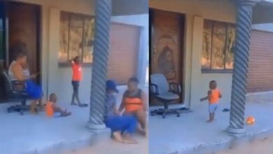 Shocking moment family ran indoors, locked their toddler outside after hearing gunshot