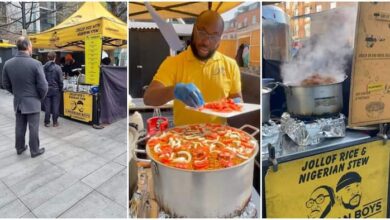 White men seen on queue at a London shop to buy Nigerian jollof