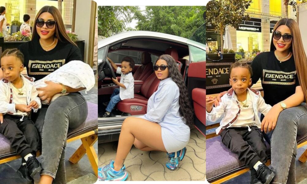 “My Bragging Rights, Mum Of 2”- Actress Regina Daniels Says As She Shares New Photos Of Moon & His Younger Brother