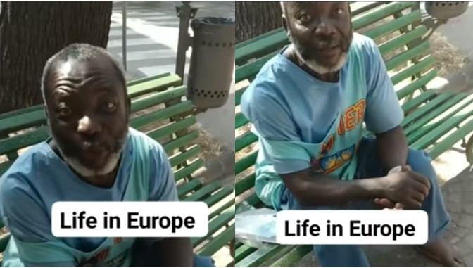 Heartbreaking video of a homeless Nigerian man in Europe