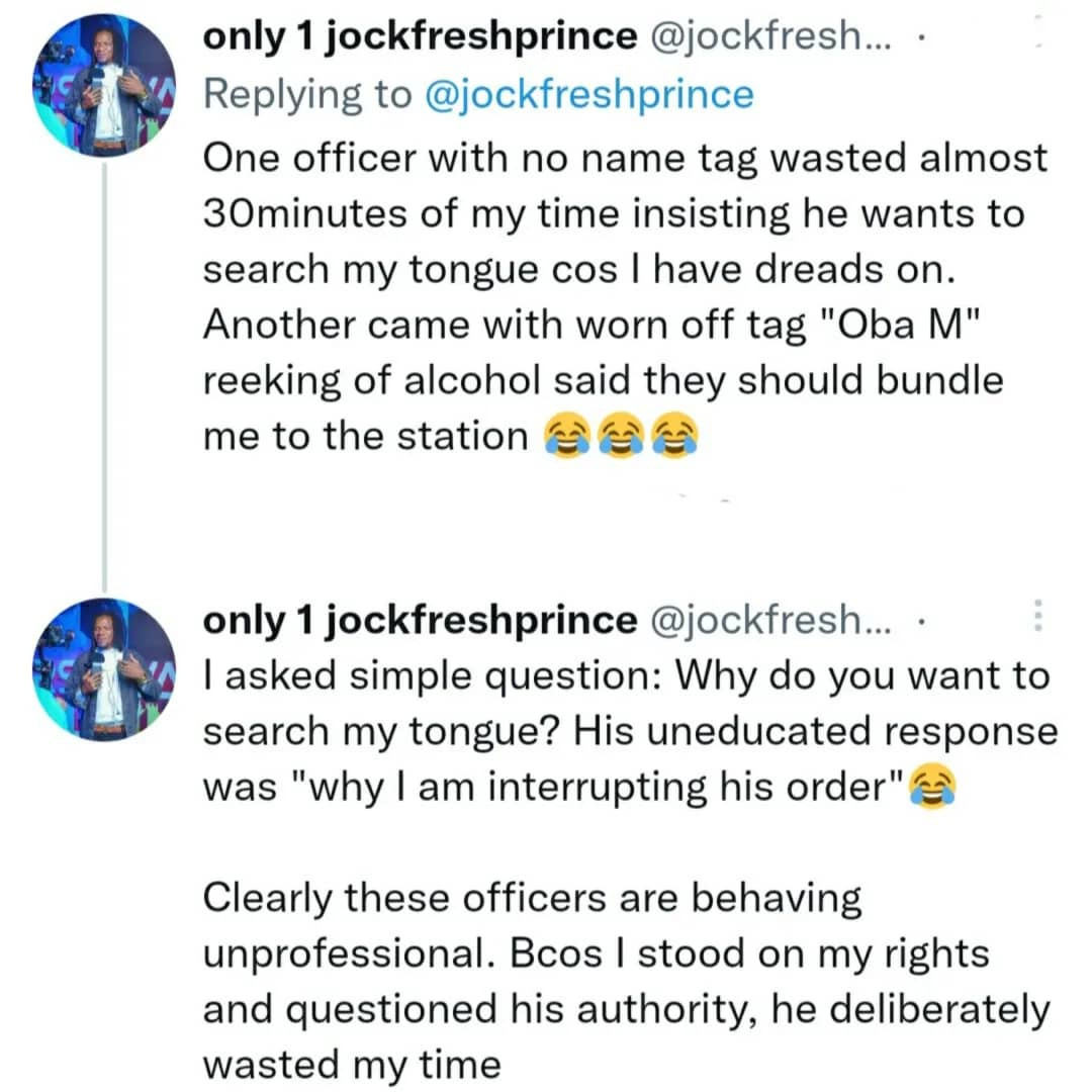 Twitter stories: Policemen in Delta stop man to search his tongue