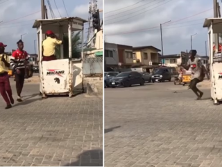 Video of LASTMA officials running away from mad man carrying stone