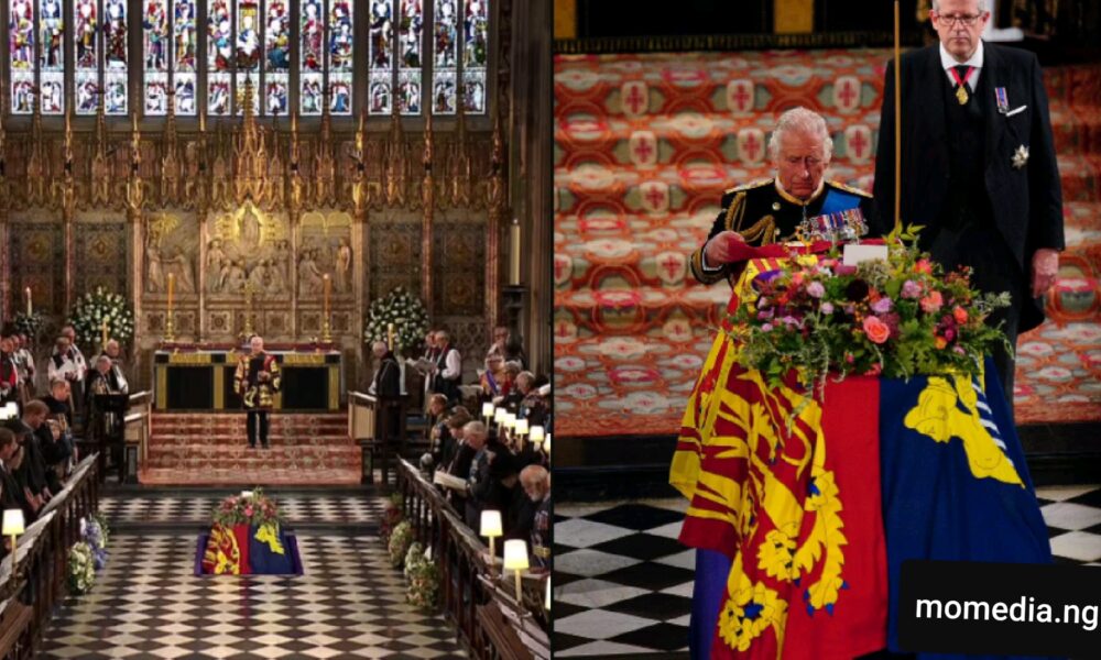 Queen’s Coffin Is Lowered Into St George’s Chapel Vault To Lie Beside Her Beloved Philip And Parents (Photos)