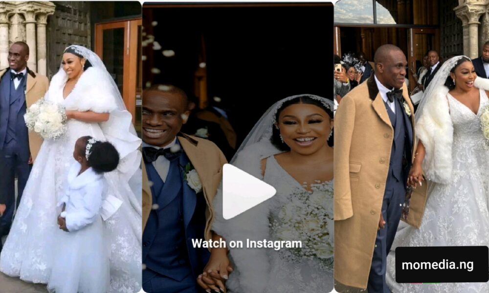 “The Queen Is Fully Taken” – Reactions As Nollywood Actress, Rita Dominic Shares Video From Her White Wedding Occasion (Video)