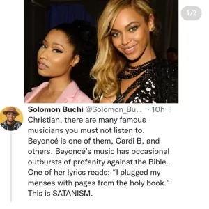 "Do Not Listen To Cardi B, Nickiminaj And Beyonce Songs It's D£v!lish", Solomon Buchi Sends W@rning To Christians.