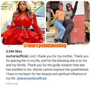 Destiny Etiko Destiny Etiko Daughter, Chinenye Reacts As Her Mum Finally Unfollows Her After Ignoring All Her Latest Achievements 