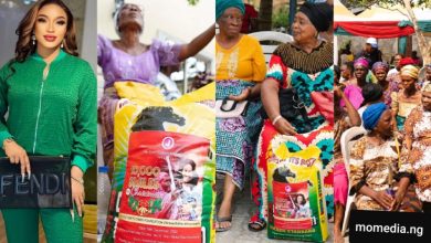 Actress, Tonto Dikeh Donates 100 Bags Of Rice, Money And More To Widows And Elderlies