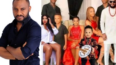 “May Zukwanike”- Actor Yul Edochie warns wife, May as he reacts to a photoshopped family photo