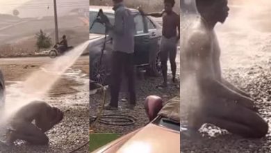 Confusion as young Benz owner strips, asks car wash attendant to bath him (Watch video)