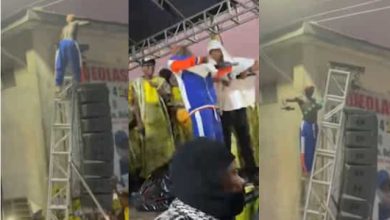 2023 Movement, We need to beg portable abeg- Portable dances on stage roof at Shina Peller's campaign show [Video]