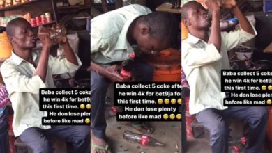 Man celebrates with five bottles of soft drinks after winning N4k through sports betting [Video]
