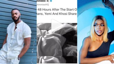 “Always The First Two Housemates That Enter First  Find Love But Ends In Tears E.g Groovy And Beauty” – Reactions As BBTitans Yemi And Khosi Shares Their First K!ss Last Night  (Video)