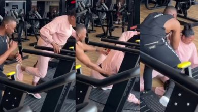 Moment Skit maker, KieKie fell off a treadmill during Gym session with BBNaija’s Saga – [video]