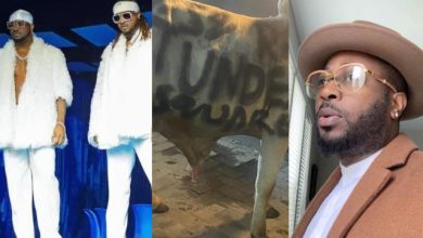 Tunde Ednut speechless as Psquare donate a cow for his 37th birthday party