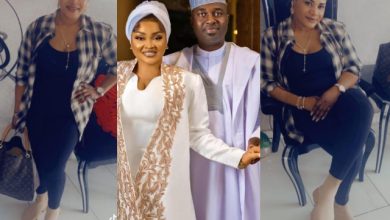 “The real D’Owner, Others are fake” -Fans praise Mercy Aigbe’s senior wife, Funsho Adeoti as she storms Nigeria