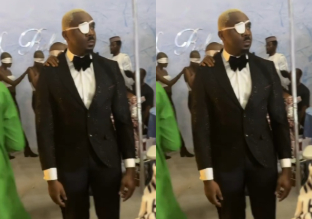 “One eyed man is king in the land of the Blind” Socialite Pretty Mike attends wedding as a one-eyed man leading the blind 