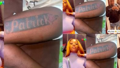 To prove her love, Lady permanently tattoos her boyfriend’s name on her thigh