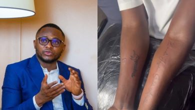 Ubi Franklin inks names of his kids after getting bashed for tattooing Davido’s son’s name