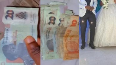 After eating my food, see wetin una spray me- Groom calls out guests for spraying torn N10, N20 notes at his wedding [Video]2 988060