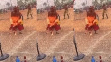 Native doctor accidentally sets himself on fire while trying to show off his power [Video]