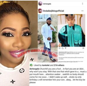 "F00l Stay With The One That W!tch Gave You, Na Only Birthday You Remember Your Son"- Tonto Dikeh Likes Post Of Her Best Friend, Doris Ogala Insult!ng Her Ex-husband, Churchill