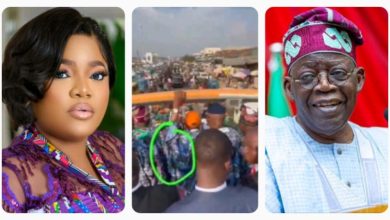 “Old age is not a disease, even as young as I am I will need four men to hold me….”- Actress Toyin Abraham replies critics of Bola Ahmed Tinubu (Details)