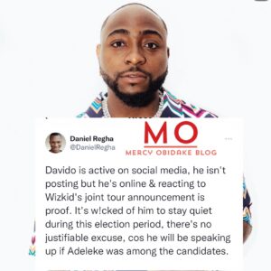 "You're w!cked"- Daniel Regha calls out Davido for his silence during the election period (Details)