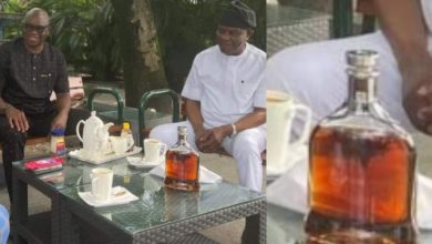 Reactions as Whiskey Of Over N5 Million was Spotted on Wike and Fayose’s Table