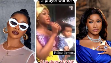 “Skit Or Is She Really A Mother?” – Netizens Dig Old Video Of Tacha Praying With Her Alleged Baby