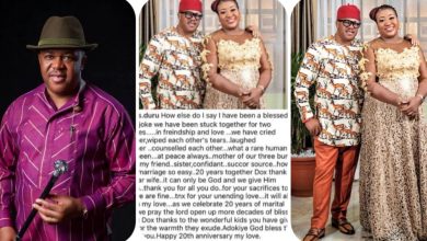 “Mother Of Our Three Bundles Of Joy, You Make Marriage So Easy” – Actor Francis Duru Writes As He Celebrate 20th Wedding Anniversary With Wife, Adokiye