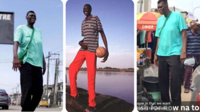 Nigerian Tallest Man Afeez Agoro Oladimeji, At  7ft 4in Height Dies After Prolonged Sickness