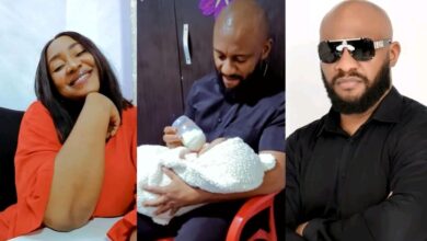 “A Diver Will Soon Locate The Bottle Where They Kept His Brain”- Reactions As  Nollywood Actress, Judy Austin  Praises Yul Edochie For Feeding Their New Born Baby ( VIDEO)