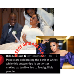 Actress Rita Dominic reacts after she was accused of dating her husband while he was still married to his ex-wife