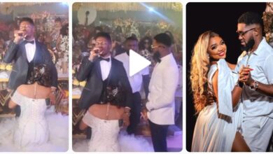 "This Is A Huge Embarassment To Your Husband, Fear Women That Worship Religious Men"- Netizens Criticise Actress Ekene Umenwa For Hugging & Kneeling For Moses Bliss In Her Wedding (VIDEO/PHOTOS)